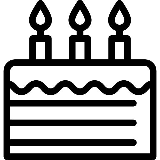 pastel de cumpleaños con tres velas icono gratis