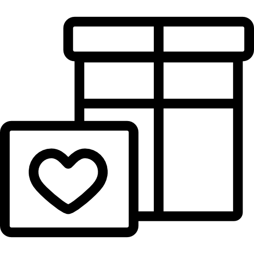 caja de regalo grande y regalo con corazón icono gratis