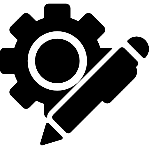 rueda dentada y pluma icono gratis