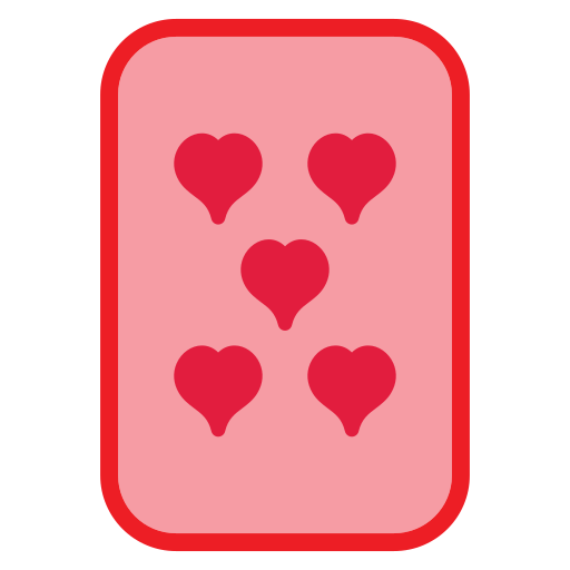 cinco de corazones icono gratis