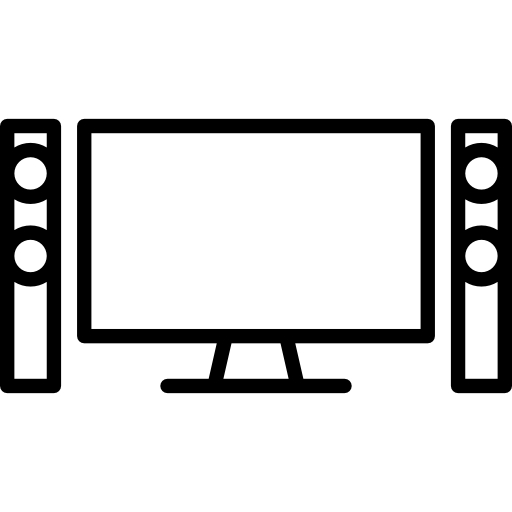 televisión grande con dos altavoces grandes icono gratis