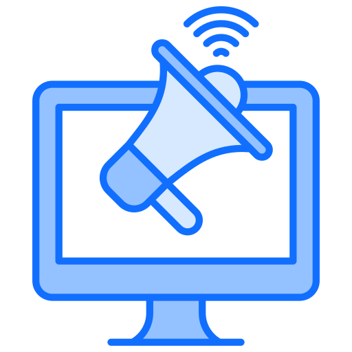 digital marketing icon in blue