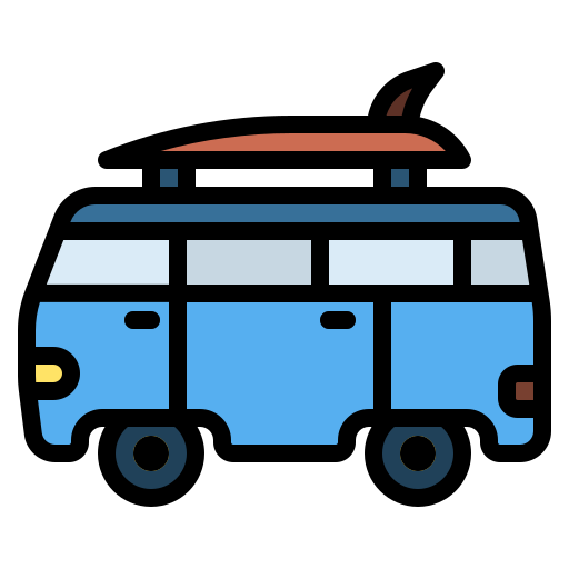 Surf van - Free transport icons