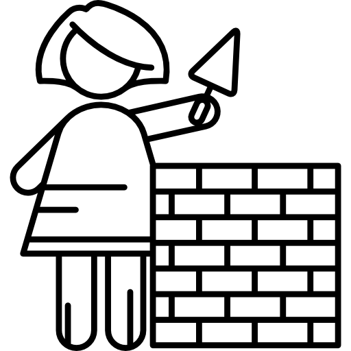 mujer construyendo un muro icono gratis