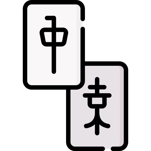 ícone De Peças Mahjong De Linha Branca Isolado Em Fundo Branco