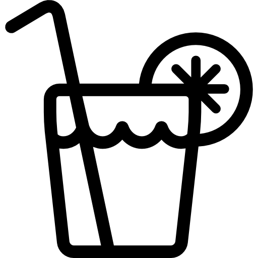 Glass of Water with Citrus Fruit and Straw - Free food icons