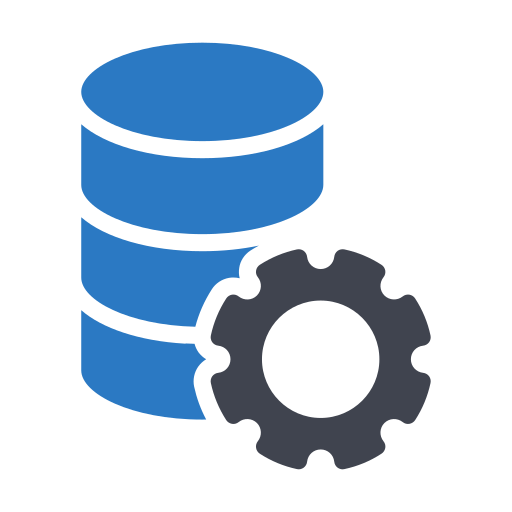 Database Management Essential Color Blue Icon