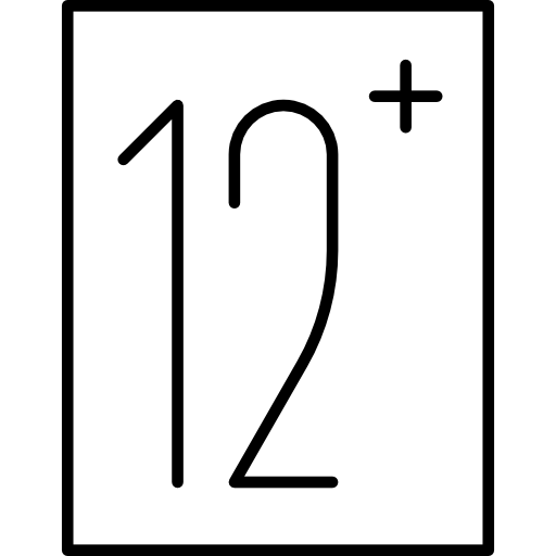 Значок 12. Знак 12+. Маркировка 12+. Пиктограмма 12+. Возрастное ограничение 12+.