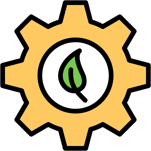 Yellow cog with green leaf