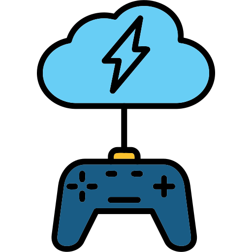 Ícone de jogos em nuvem com gamepad e nuvem