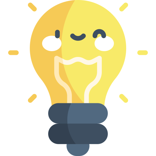 Light Bulb Kawaii Flat Icon