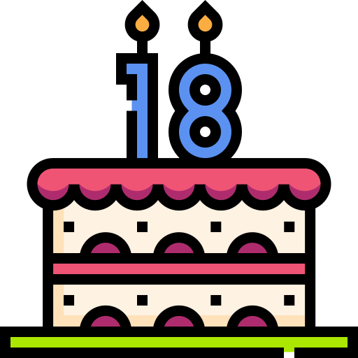 18 años icono gratis