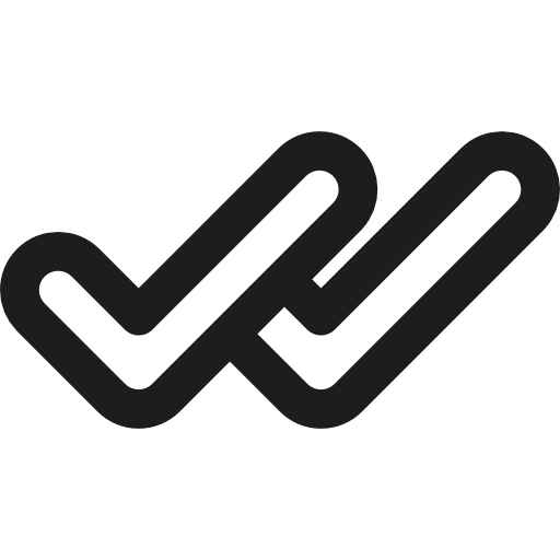 Double check sign black and white vector outline icon receive or