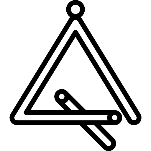 Triangle musical instrument with beater line art icon for music