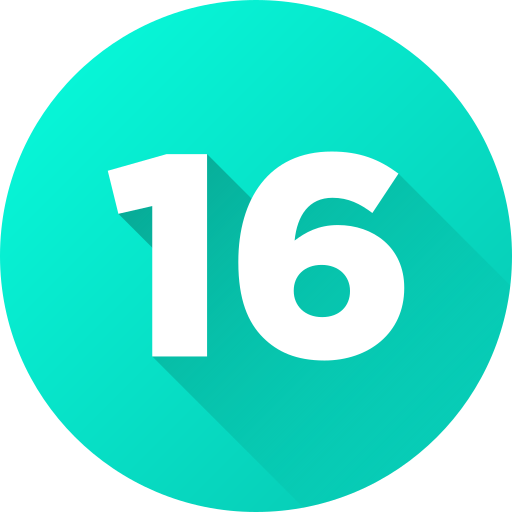 Number 16 free icon Number 16 free icon