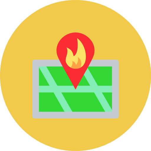 lugar del incendio icono gratis