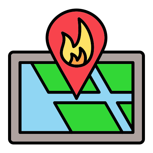 lugar del incendio icono gratis