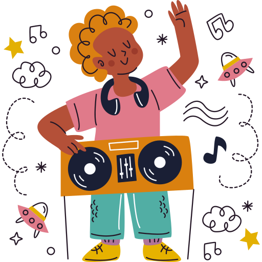 kids listening to radio clipart