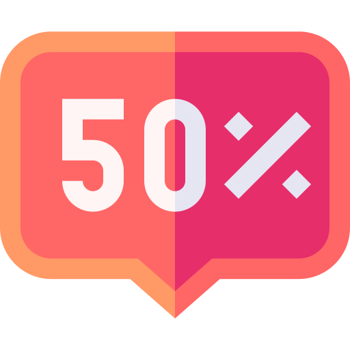 50 por ciento icono gratis