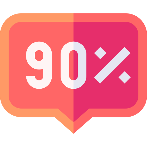 90 por ciento icono gratis