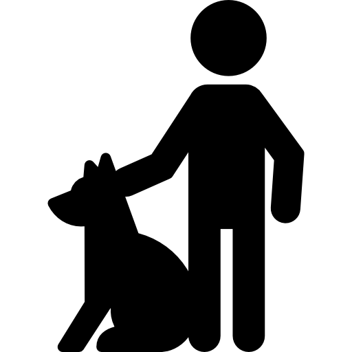 hombre y perro icono gratis