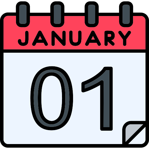 January 1 Generic Outline Color icon