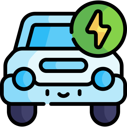 Electric Car Kawaii Lineal color icon