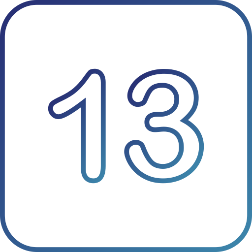 número 13 icono gratis