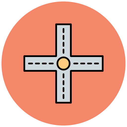 Road Intersection Generic Outline Color icon