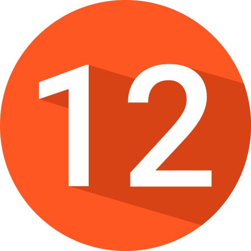 Number 12 Generic Color Fill Icon