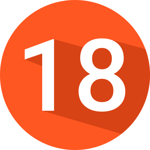 Number 18 Generic color fill icon