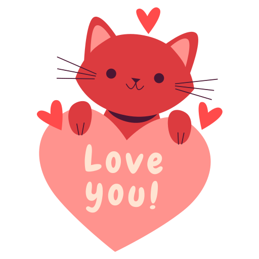 Cute Cat Love Cartoon Vector Icon Illustration - Love - Sticker