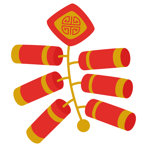 Chinese New Year Blessing Character Firecracker Drawing PNG Images