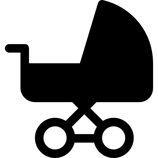 Icono de carro de bebé silueta de icono de cochecito de bebé