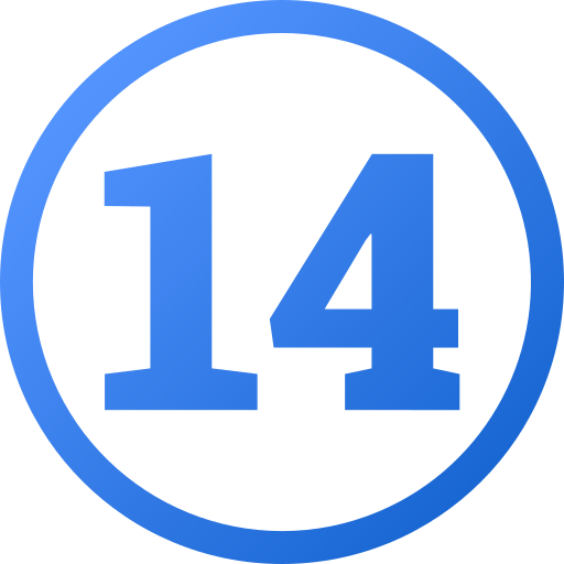 Number 14 Generic gradient fill icon