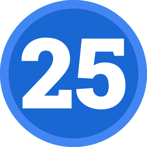número 25 grátis ícone número 25 grátis ícone