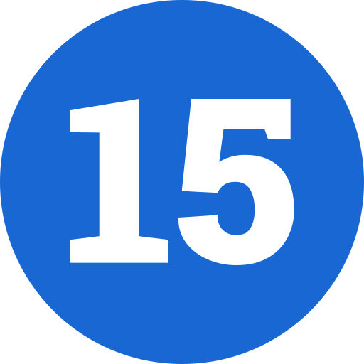 Number 15 Generic color fill icon