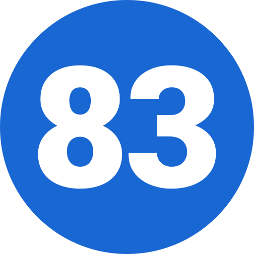 Number 83 Generic color fill icon