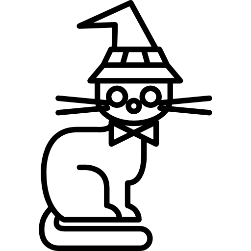 gato con sombrero de bruja icono gratis