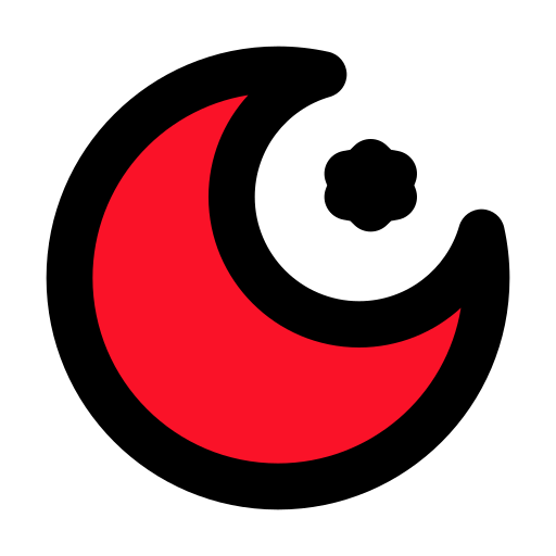 Half moon icon (png symbol) red