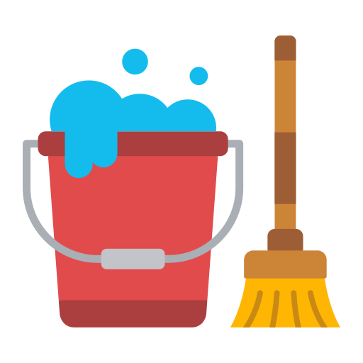 Mop And Bucket Vector Icon Illustration - Mop - Sticker