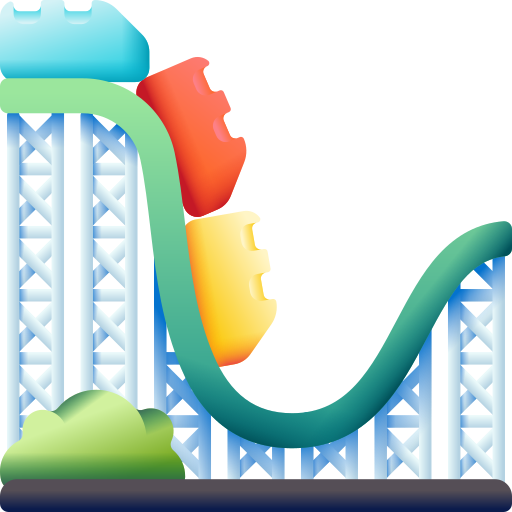 Roller coaster 3D Color icon