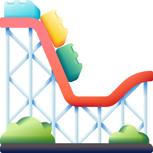 Roller coaster 3D Color icon