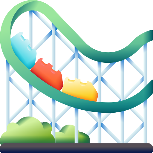 Roller coaster 3D Color icon