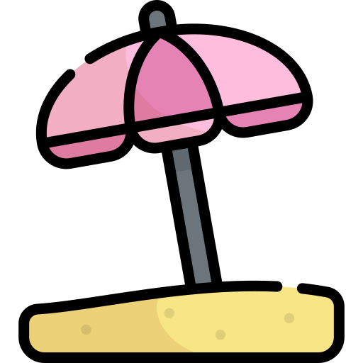 Sun umbrella Kawaii Lineal color icon