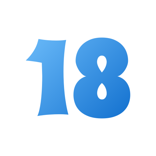 Number 18 Generic gradient fill icon